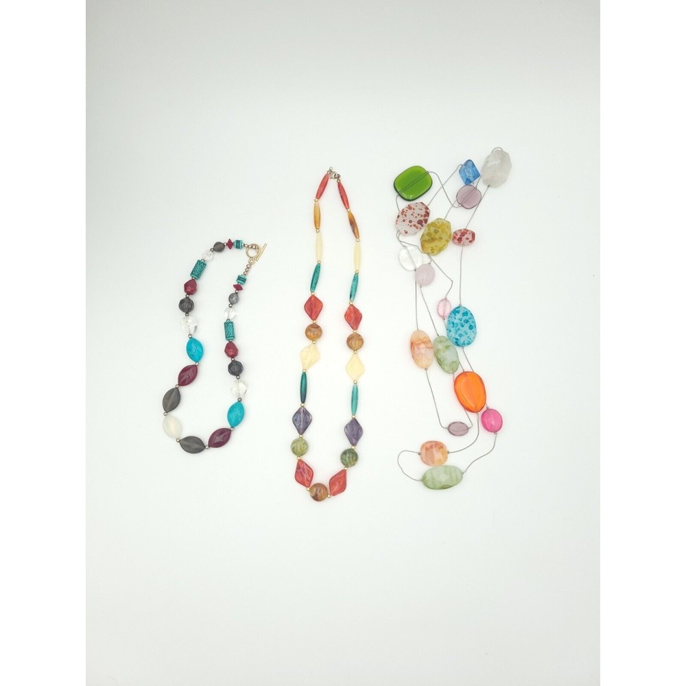 Lot‎ of 3 Acrylic Necklaces Multicolor Some Vintage